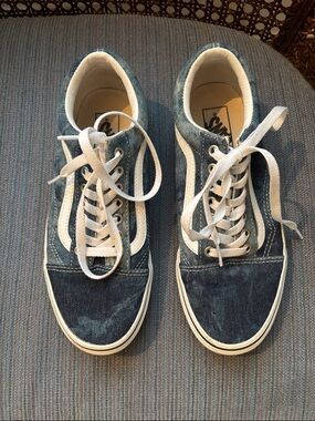 Vans Old Skool Denim Sneakers - Dark Blue & White